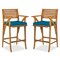 Best Choice Products Set of 2 Outdoor Acacia Wood Bar Stools Bar Chairs w/ Weather-Resistant Cushions